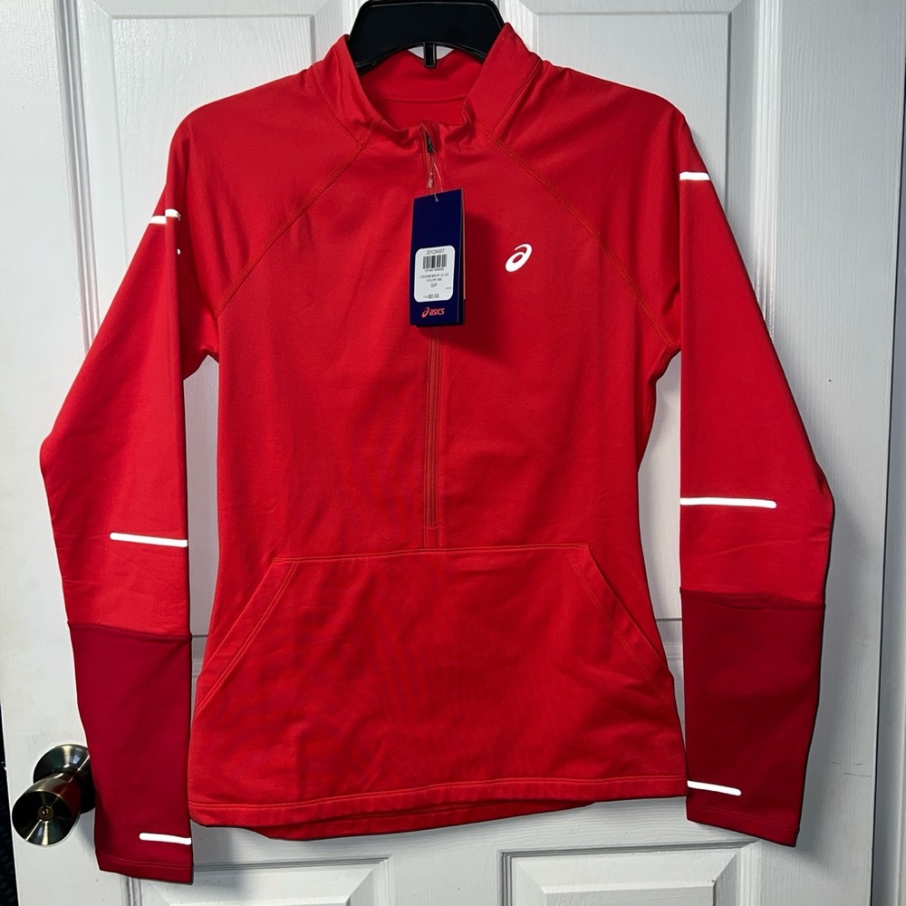 Asics liteshow 1/2 zip up long sleeve shirt top athletic activewear running warm